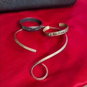 Elegant Silver and Bronze Bangle Set